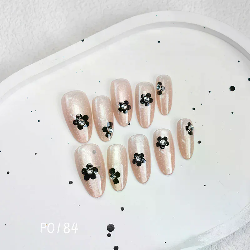 Nail Art Cat Eye Simple - 30 faux ongles à motif floral,