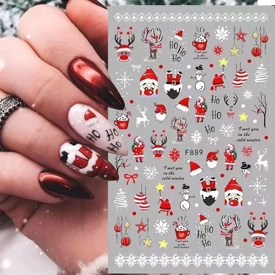 Nail Art Xmas 2025 - Autocollants 3D pour Nail Art, motif