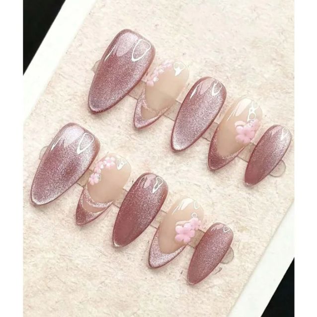 Nail Art Cat Eye Simple - 10 pièces à la main moyen
