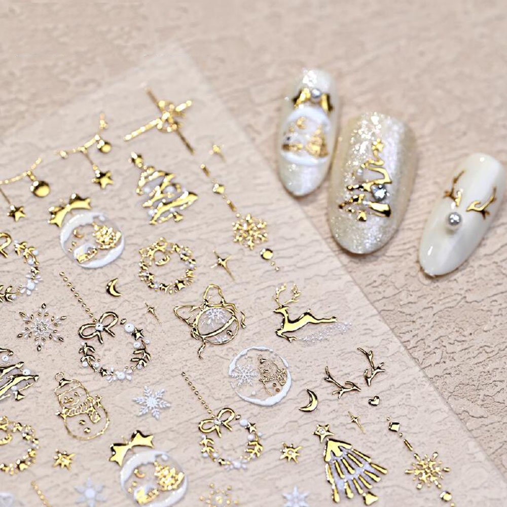 5D bronzant or noël Nail Art a - Nail Art Xmas Stickers avis et prix