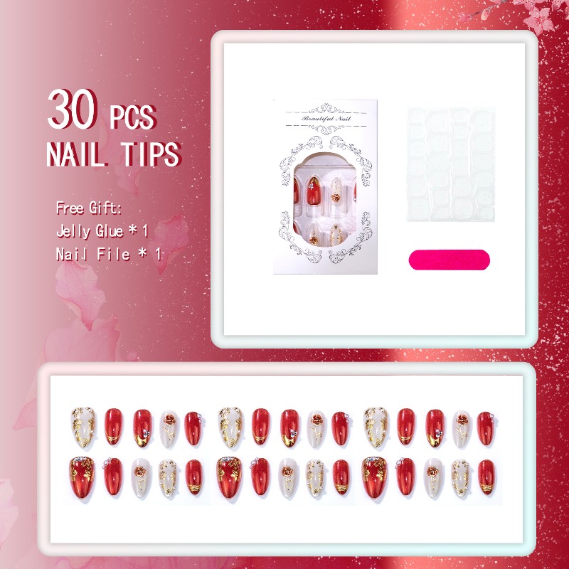 24 faux ongles en amande dorés - Nail Art Cat Eye Simple avis et prix