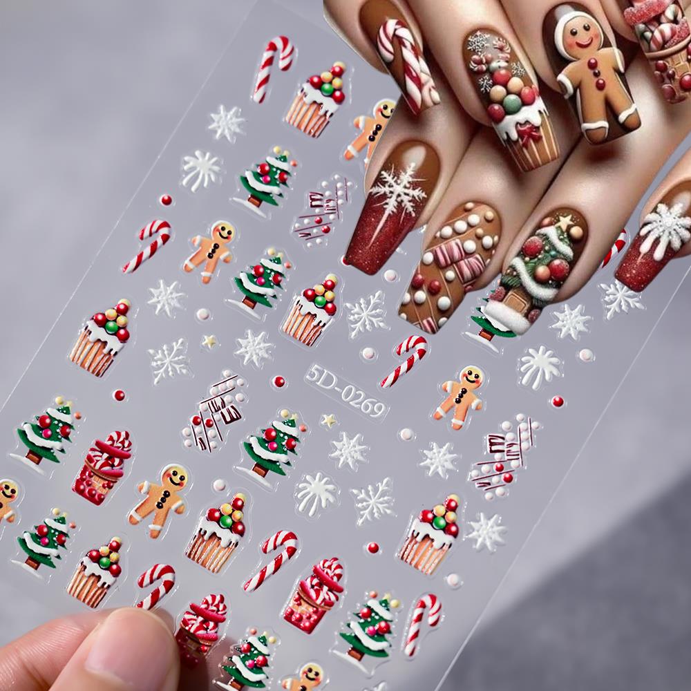 1pc noël 5D pain d'épice homme - Nail Art Xmas Stickers avis et prix