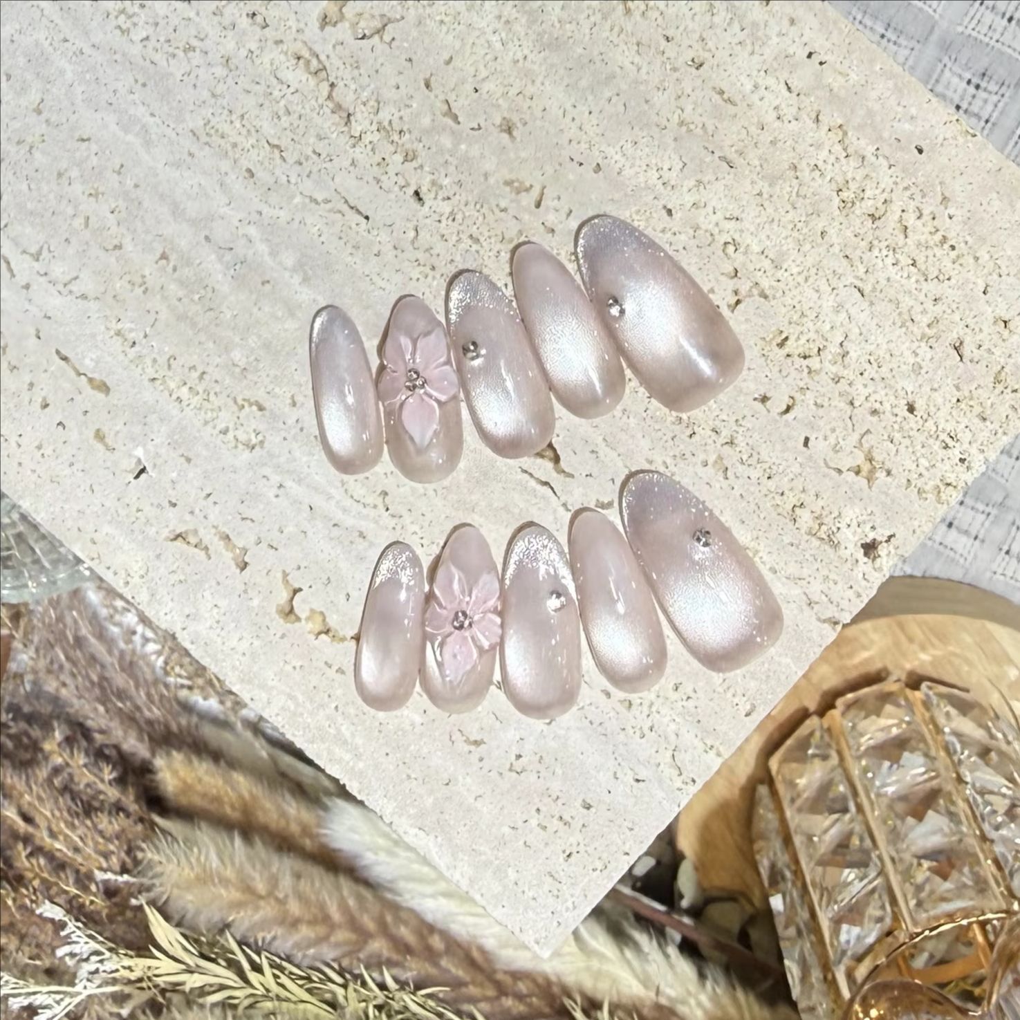 10 faux ongles roses doux en a - Nail Art Cat Eye Simple avis et prix
