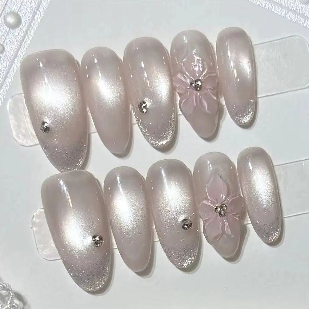 10 faux ongles roses doux en a - Nail Art Cat Eye Simple avis et prix